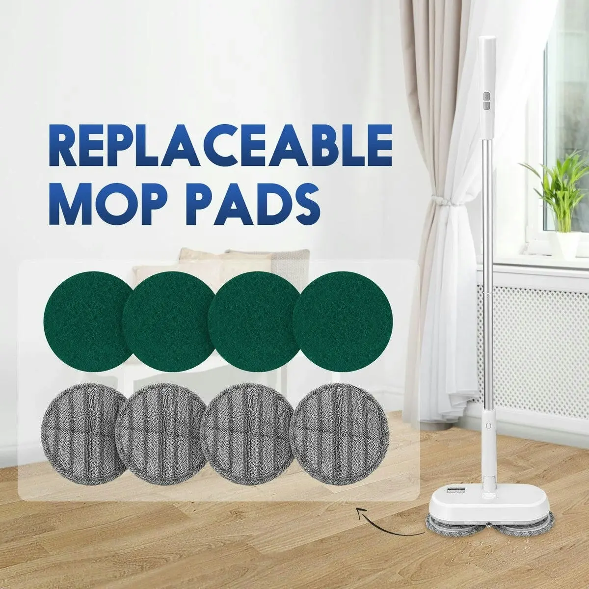 Ausway Mop Replacement Pads Scouring Green Scourer Microfiber Replaceable for Cordless Electric Spin Floor Cleaner Polisher Washer Sweeper