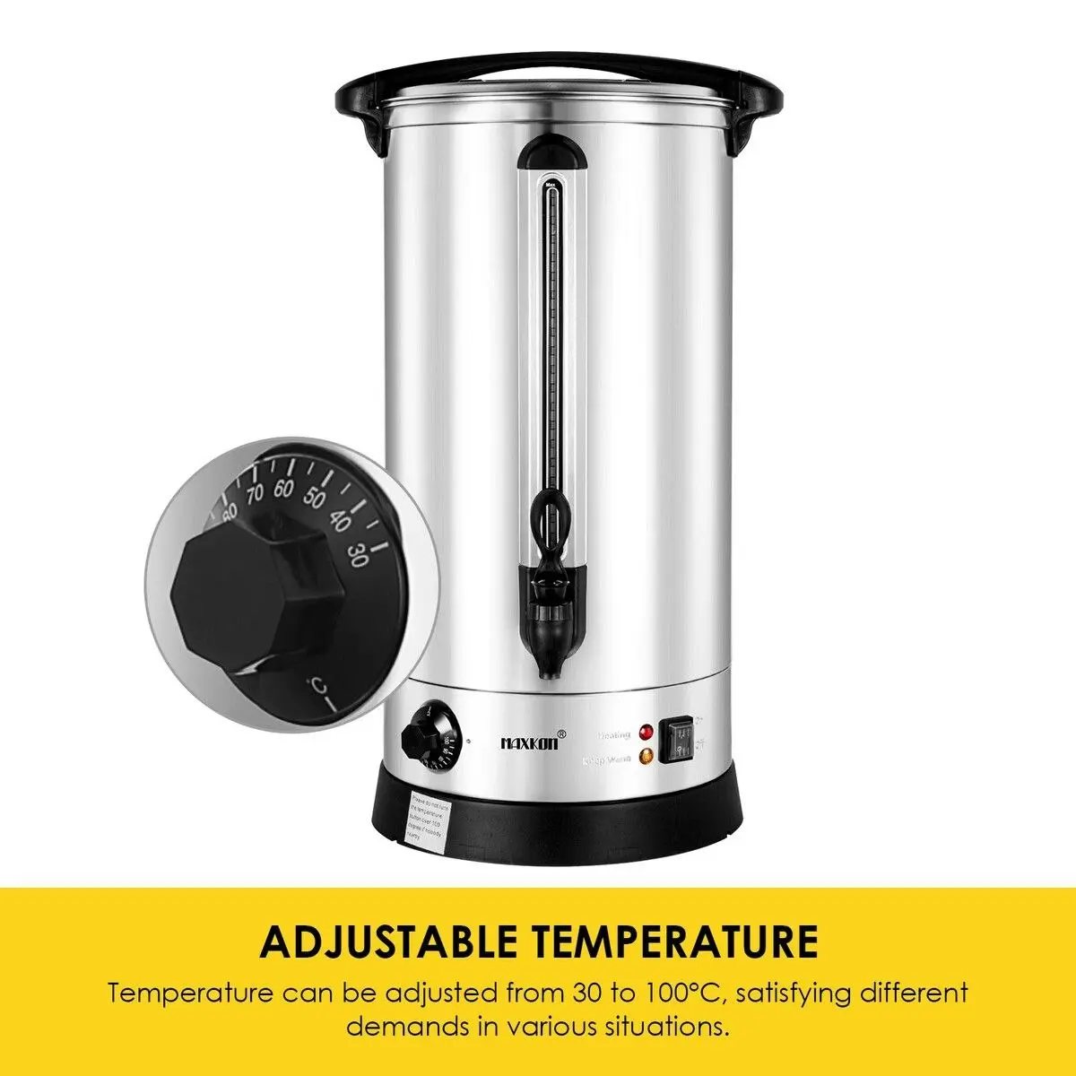 Maxkon  27L Water Dispenser Urn Instant Hot Cold Coffee Maker Tea Kettle Machine Commercial Home Stainless Steel with Tap