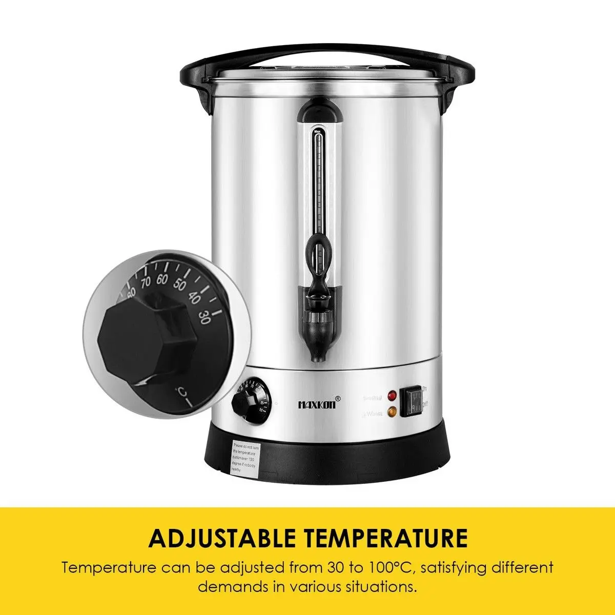 Maxkon  19L Water Dispenser Urn Instant Hot Cold Coffee Maker Machine Tea Kettle Home Commercial Stainless Steel with Tap