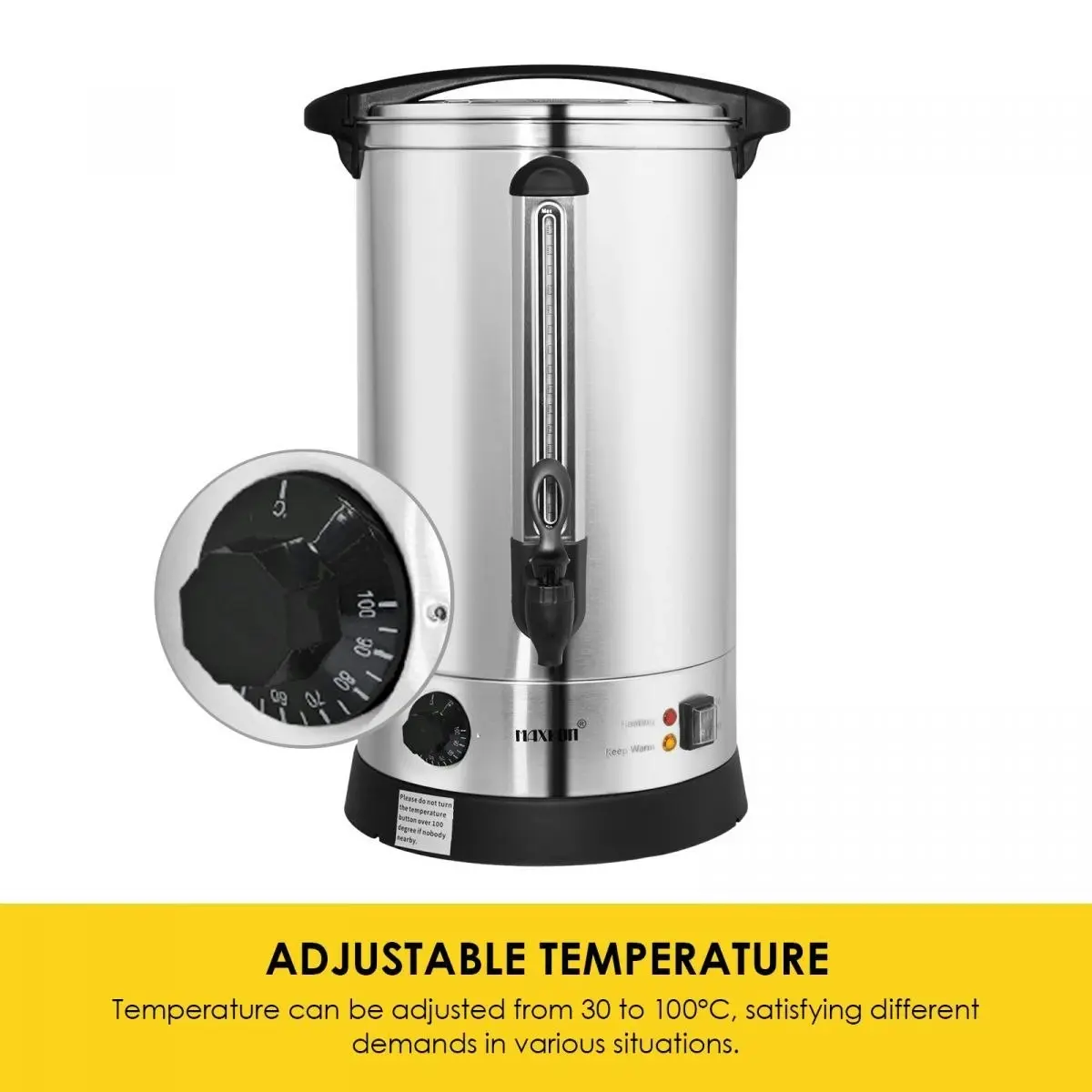 Maxkon  17L Water Urn Dispenser Kettle Instant Hot Cold Coffee Tea Maker Machine Home Commercial Camping Boiler Stainless Steel with Tap