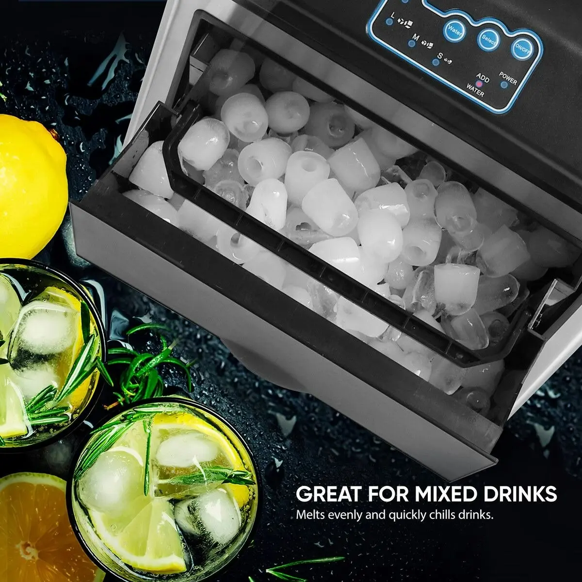 Maxkon 22kg Ice Maker Cold Water Dispenser 2 In 1 Bullet Cube Making Machine Countertop Home Commercial Stainless Steel