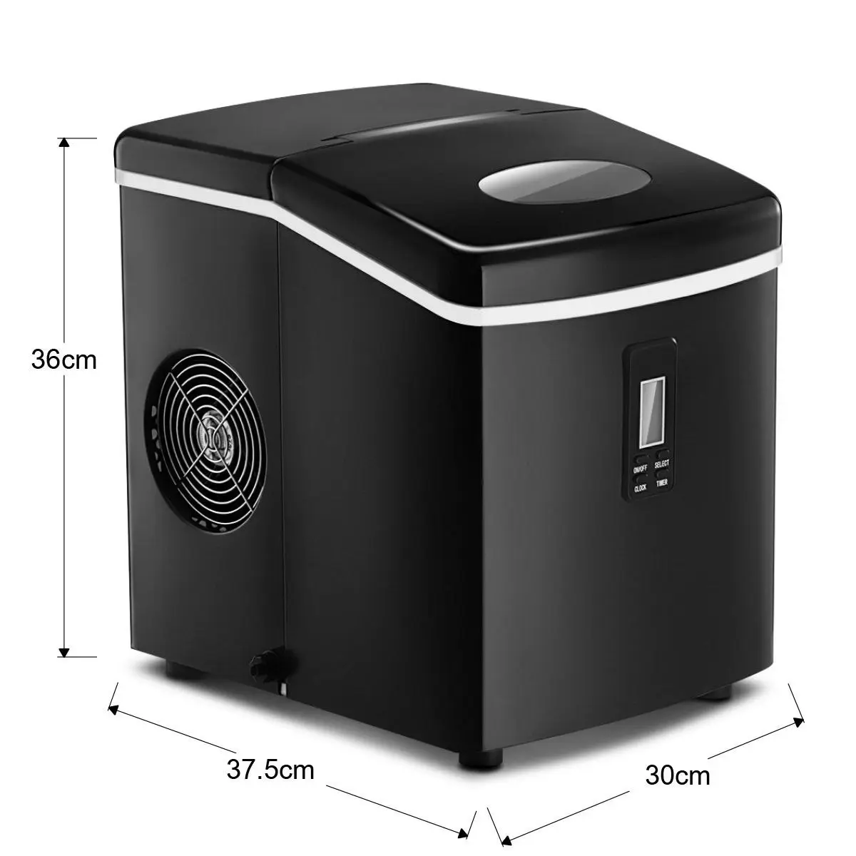 Maxkon Portable Ice Maker Machine Black Coated 3.2 L