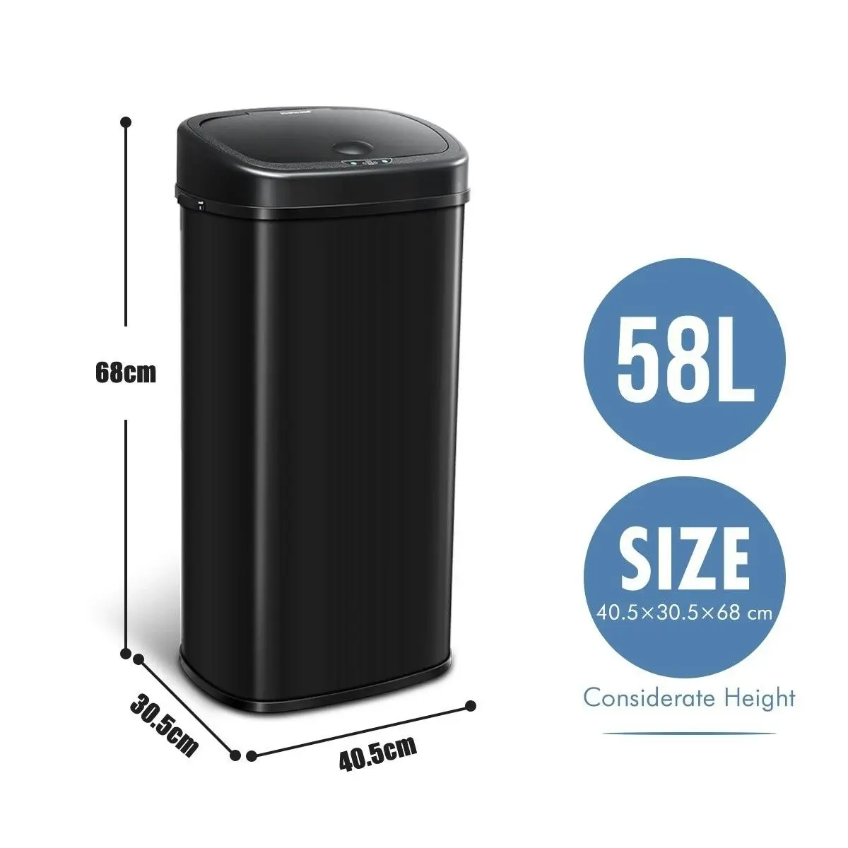 Ausway 58L Sensor Bin Automatic Trash Can Touch-free Kitchen Garbage Bin