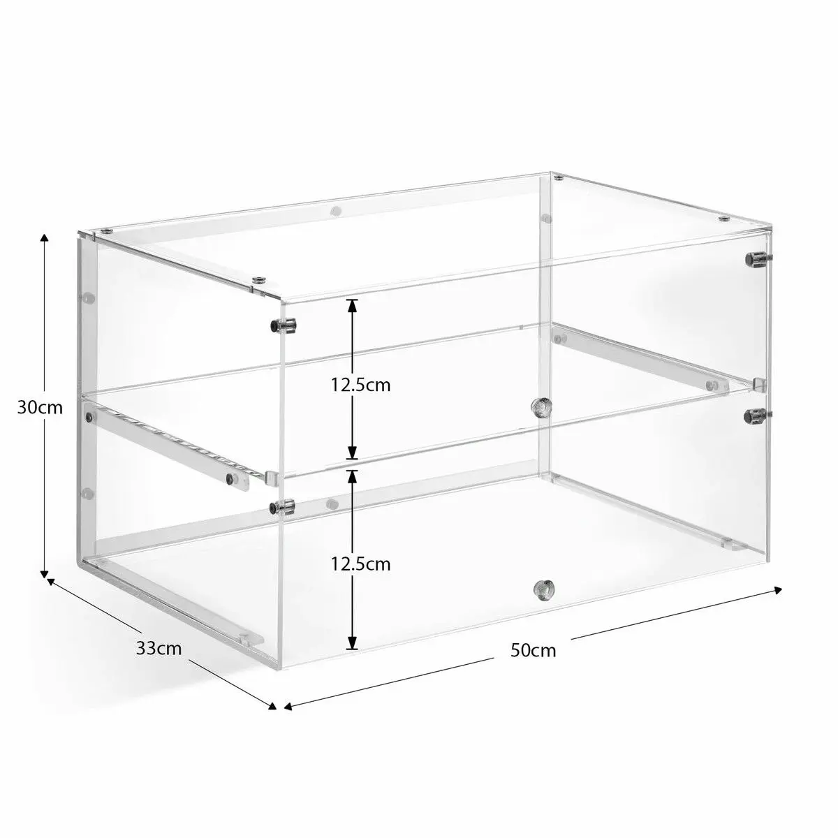 LUXSUITE Cake Cabinet Display Cupcake Shelf 2 Tier Unit Acrylic Bakery Case Stand Muffin Donut Pastry Model Toy Showcase Countertop Flip-up Door 5mm