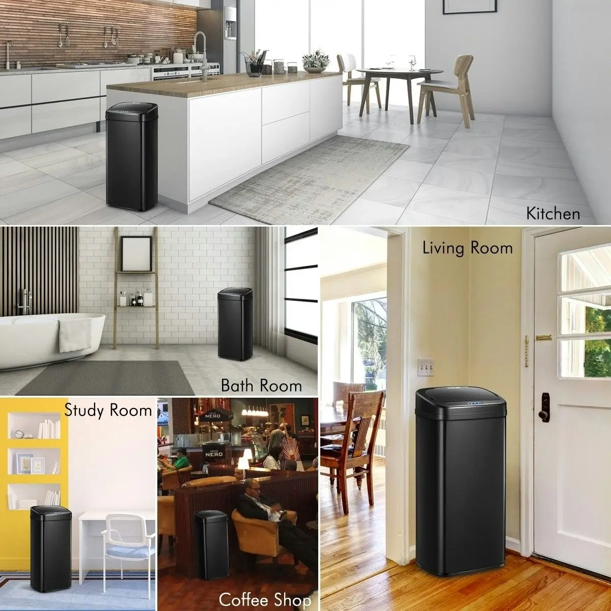 Ausway 40L Sensor Bin Auto Rubbish Bin Recycle Trash Can Touch-free Kitchen Garbage Bin