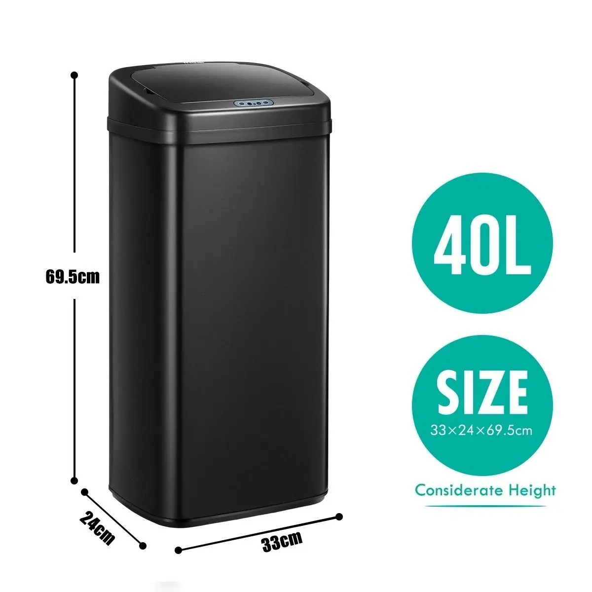 Ausway 40L Sensor Bin Auto Rubbish Bin Recycle Trash Can Touch-free Kitchen Garbage Bin