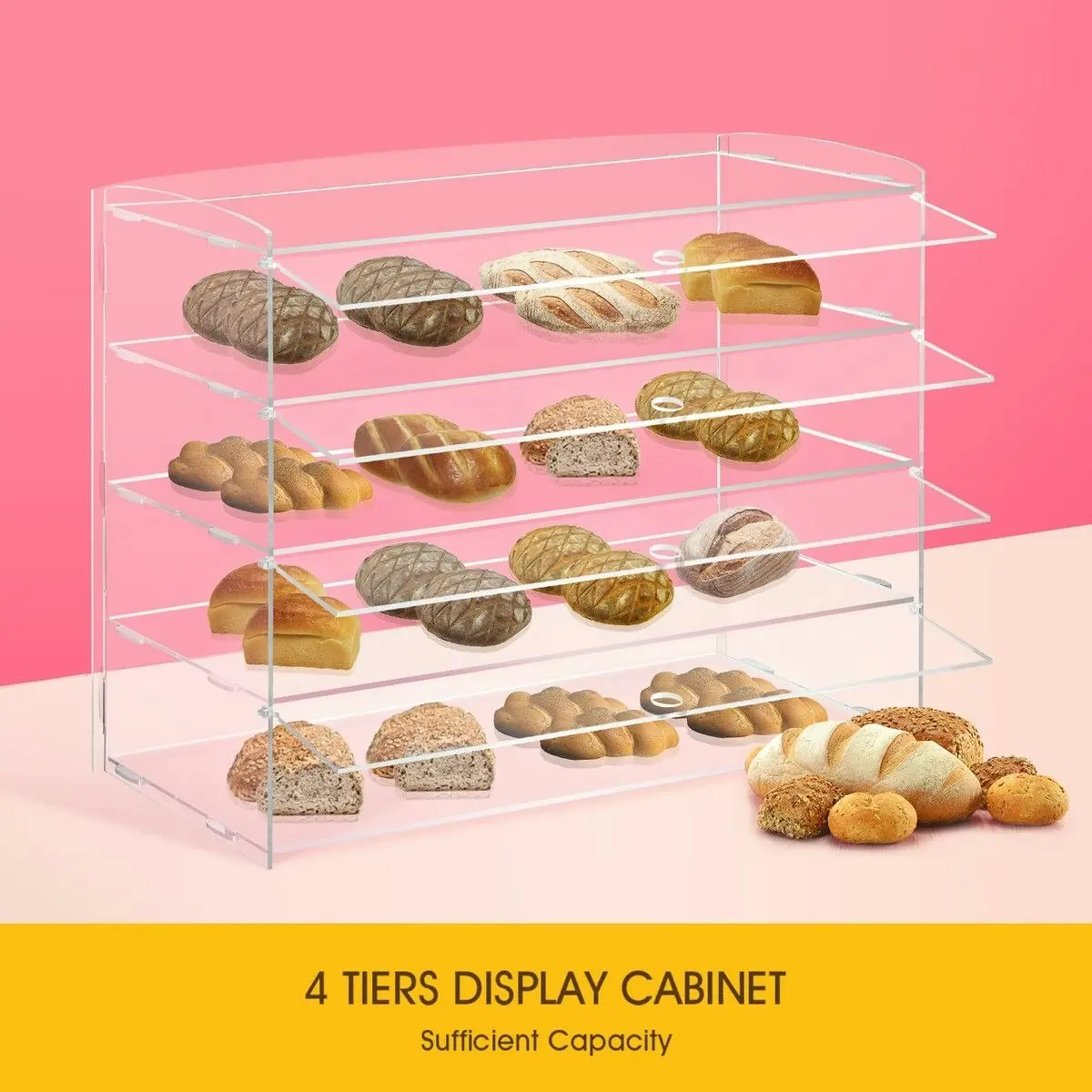 Ausway Cupcake Display Cabinet Acrylic Cake Bakery Shelf Unit Case 4 Tier Stand Model Donut Pastry Toy Showcase 5mm Thick Transparent