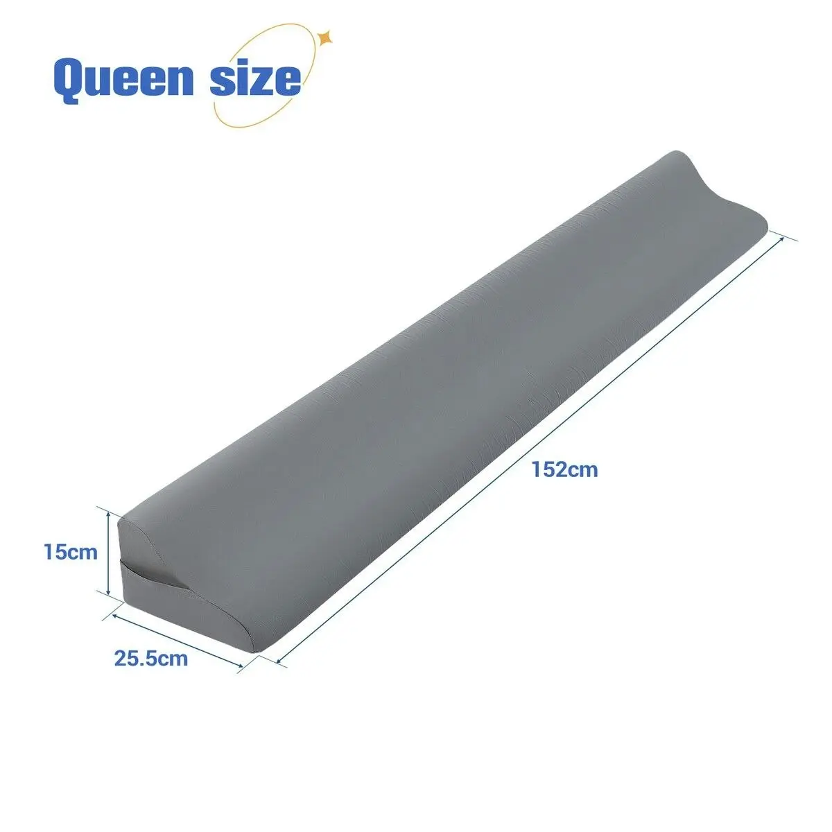 Luxdream Wedge Pillow Bed Gap Filler Queen Size Foam Headboard Cushion Comfortable Bedrest with Side Pockets Grey