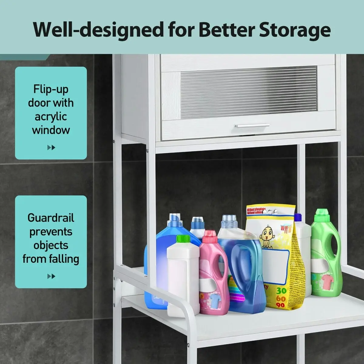 LUXSUITE Toilet Shelf Freestanding Organiser Storage Cabinet Bathroom Shampoo Holder Over Washer Laundry Washing Machine Organisation