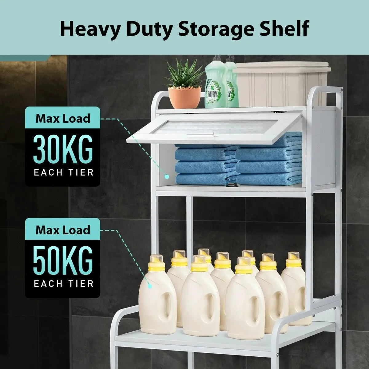 LUXSUITE Toilet Shelf Freestanding Organiser Storage Cabinet Bathroom Shampoo Holder Over Washer Laundry Washing Machine Organisation