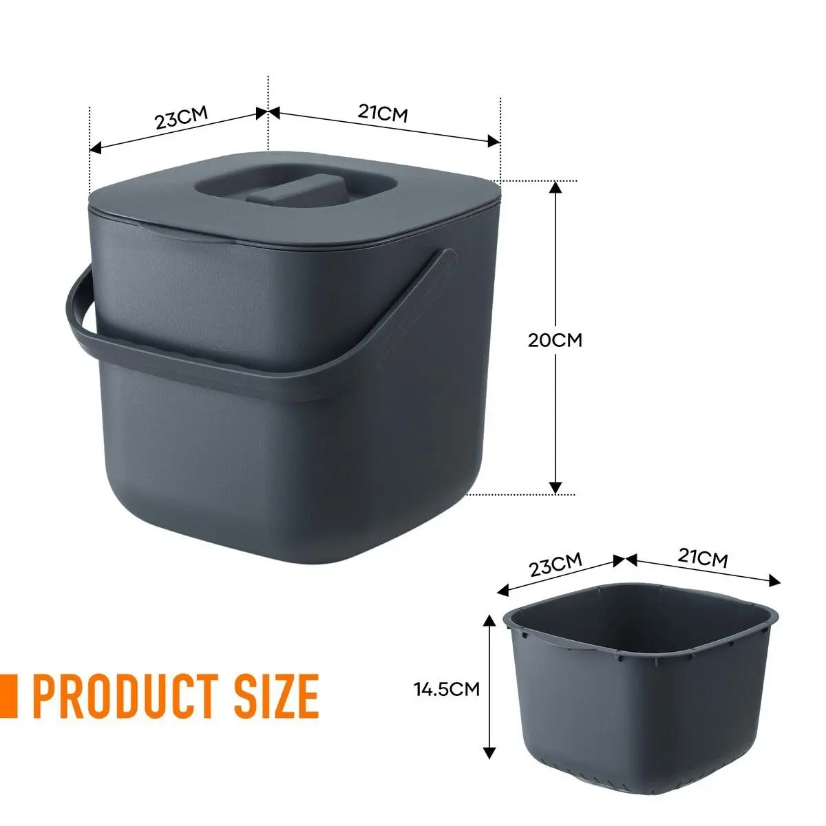 LUXSUITE 7L Rubbish Waste Bin Kitchen Trash Compost Dustbin Garbage Can Food Recycling Caddy Countertop Table Organic Separation