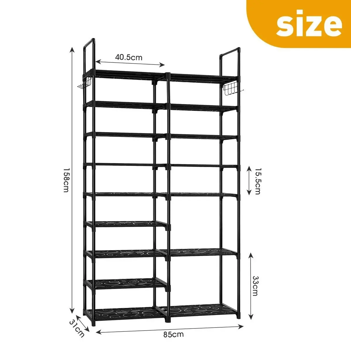 LUXSUITE 9 Tiers Metal Shoe Rack Storage Organiser Shelving 40 Pairs Shoes Cabinet Display Shelves DIY Corner Stand Closet Entryway Hallway Cloakroom