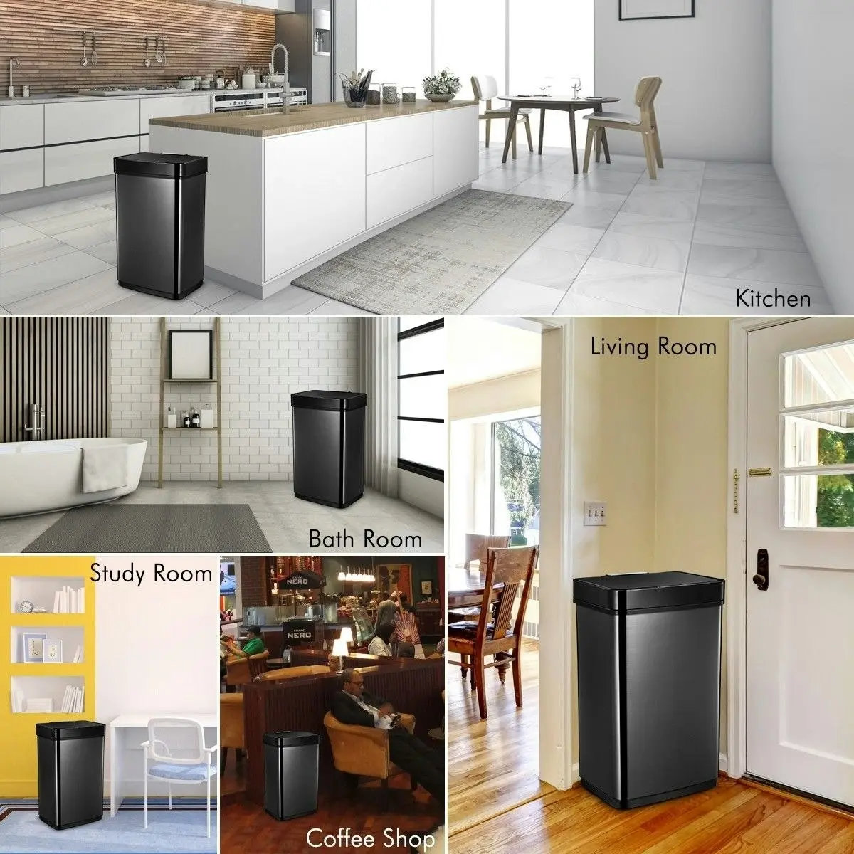 Ausway 60L Sensor Bin Automatic Trash Can Touch-free Kitchen Garbage Bin