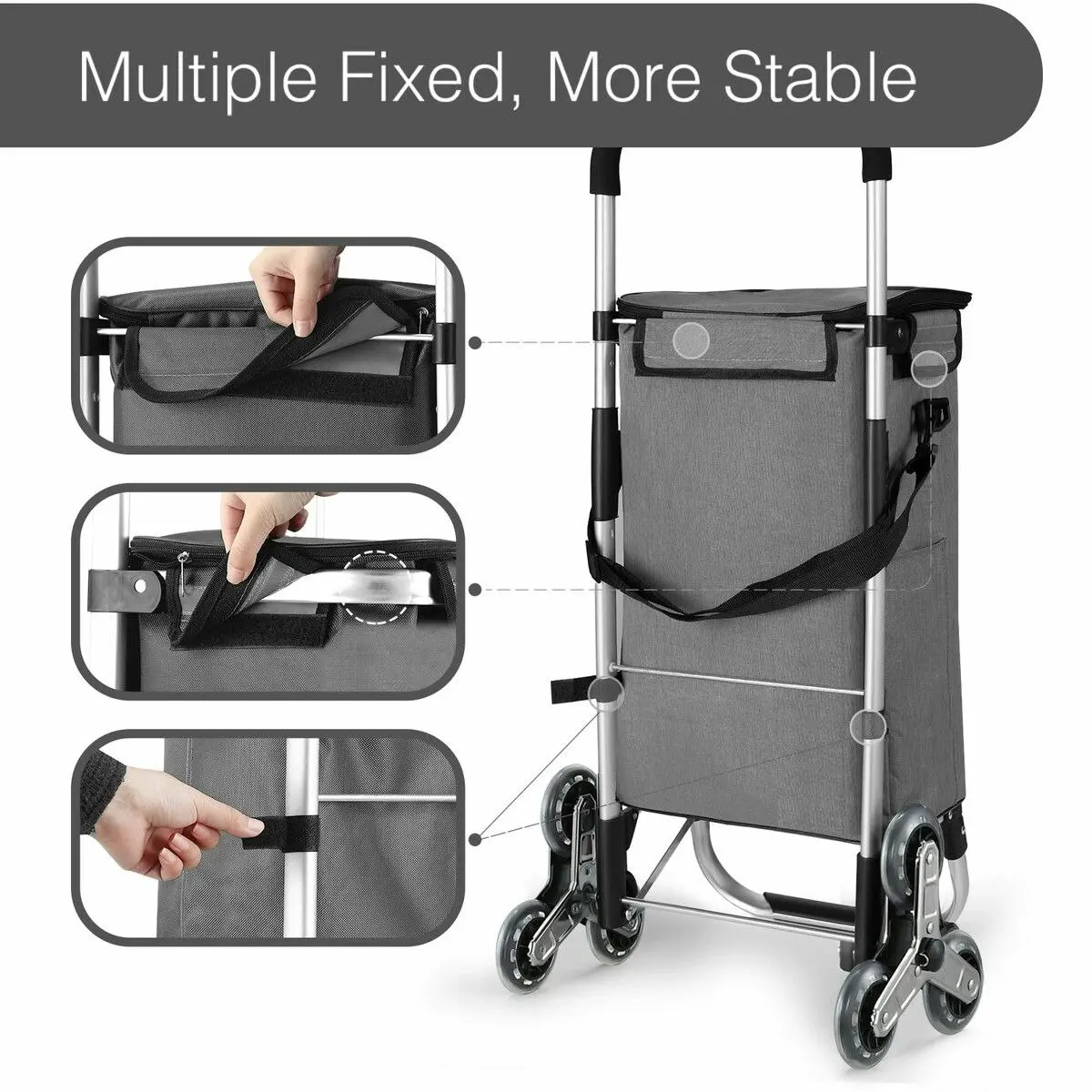 LUXSUITE Shopping Trolley Cart Wheeled Bag Storage Trolly Foldable Grocery Market Utility Granny Stair Climbing Wheels Aluminium 45kg