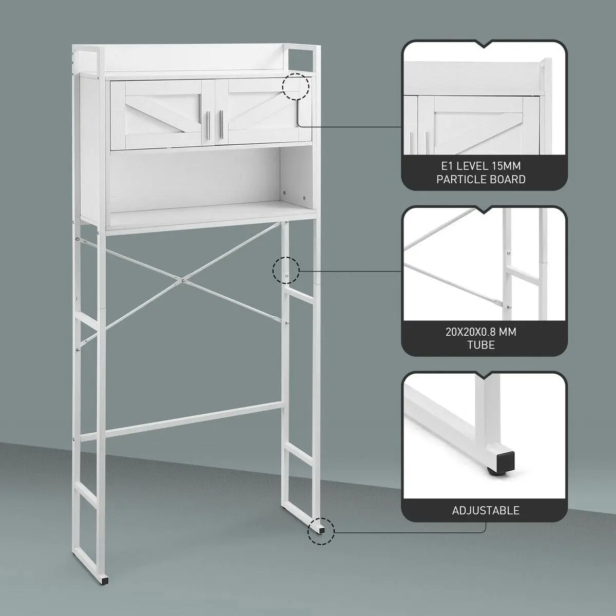 LUXSUITE Storage Shelf Toilet Organiser Freestanding Holder Cabinet Bathroom Adjustable Height Over Washer Washing Machine Organisation