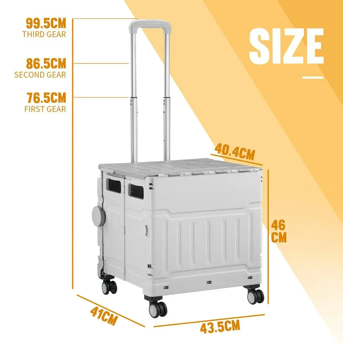 LUXSUITE Shopping Trolley Cart Foldable Wheeled Utility Folding Crate Grocery Market Rolling Storage Basket Seat Travel Camping 4 Wheels 75L