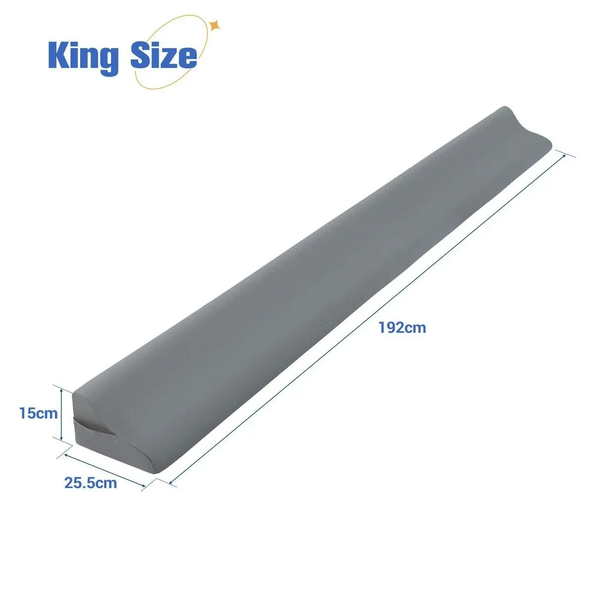 Ausway King Size Bed Pillow Wedge Gap Filler Cushion Foam Headboard Bedrest Comfortable with Side Pockets Grey