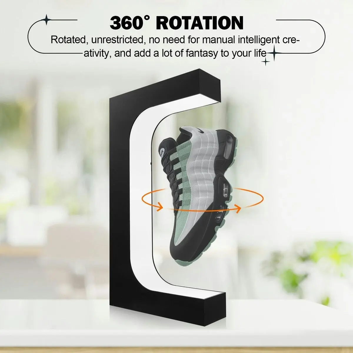 Maxkon Levitating Shoe Display Stand Floating Rotating Spinning Sneaker Rack Holder Magnetic Levitation Acrylic Footwear Shelf