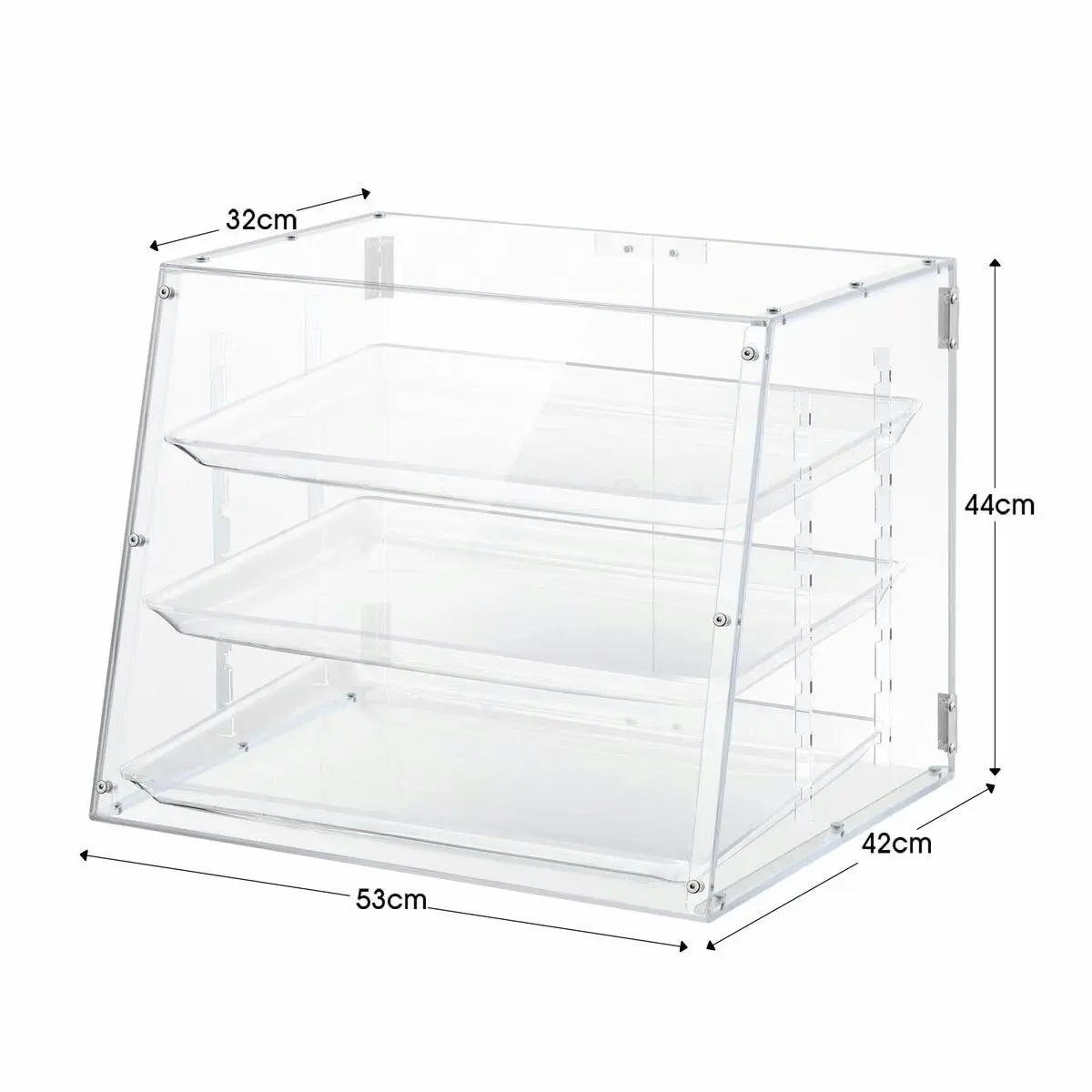 LUXSUITE Cake Display Cabinet 3 Tier Acrylic Bakery Cupcake Stand Case Unit Holder Muffin Donut Pastry Model Toy Showcase Adjustable Shelf 5mm Thick