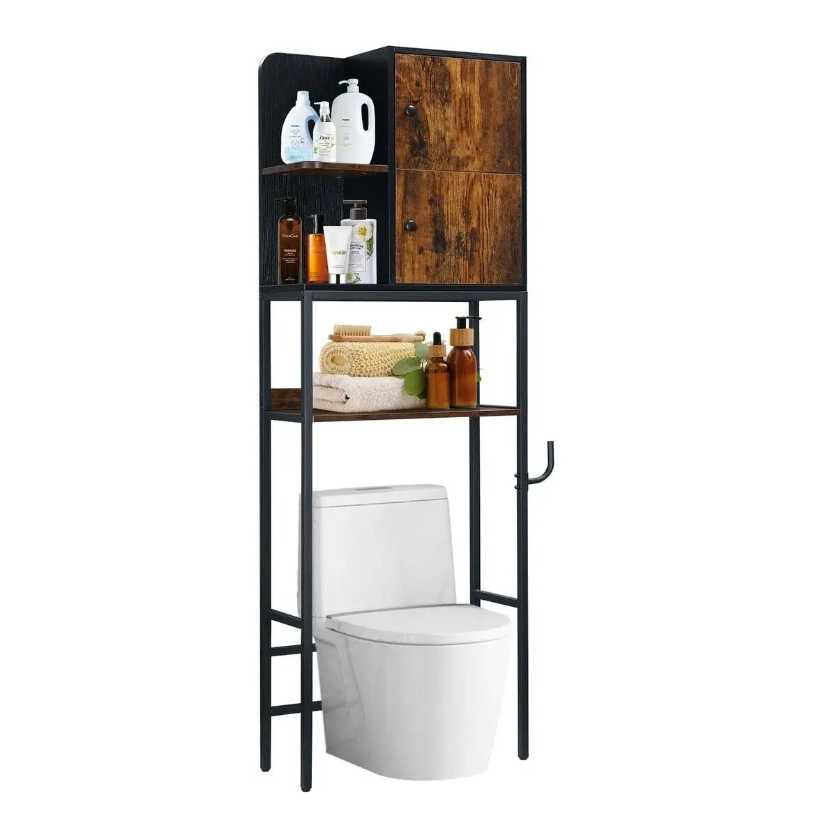 LUXSUITE Toilet Storage Shelf Freestanding Bathroom Holder Organiser Adjustable Rack Cabinet Over Washer Washing Machine Organization