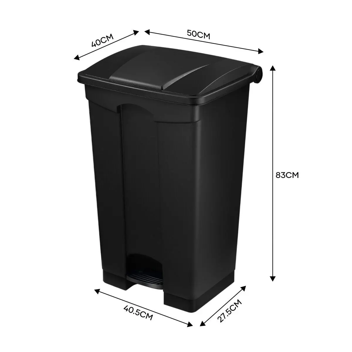 LUXSUITE 87L Rubbish Trash Bin Kitchen Dustbin Garbage Waste Recycling Compost Can Pedal Black Large Plastic for Garden Home Office