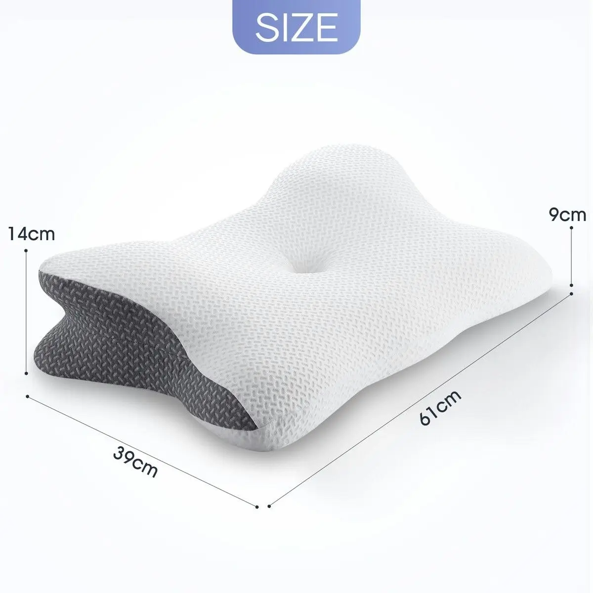 Luxdream Contour Bed Pillow Cervical Memory Foam Cushion Neck Shoulder Support Ergonomic Pain Relief Side Back Stomach Sleeper Breathable Pillowcase