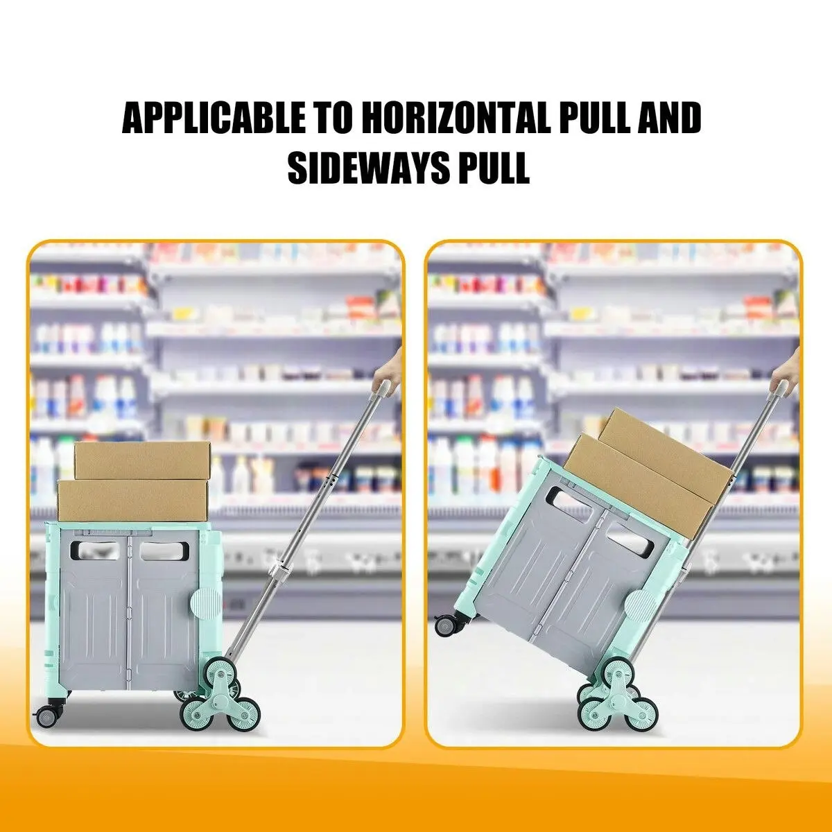 LUXSUITE Foldable Shopping Cart Trolley Grocer Rolling Utility Luggage Bag Market Travel Shop Moving Stair Climbing Wheels 75L