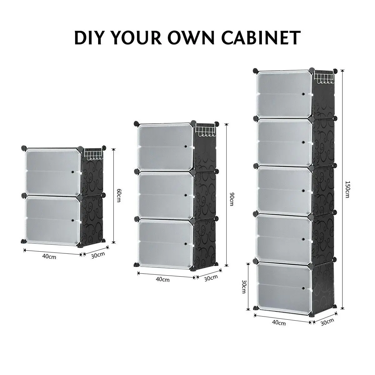 Ausway 20 Pairs Stackable Shoe Storage Box Organiser Cube DIY Shoe Cabinet Rack Shelf 10 Tier Black