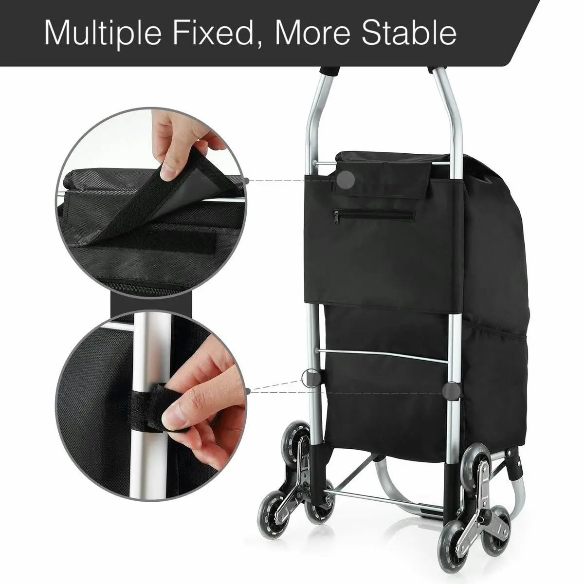 LUXSUITE Shopping Trolley Cart Trolly Wheeled Storage Bag Grocery Market Foldable Utility Granny Stair Climbing Wheels Aluminium 45L