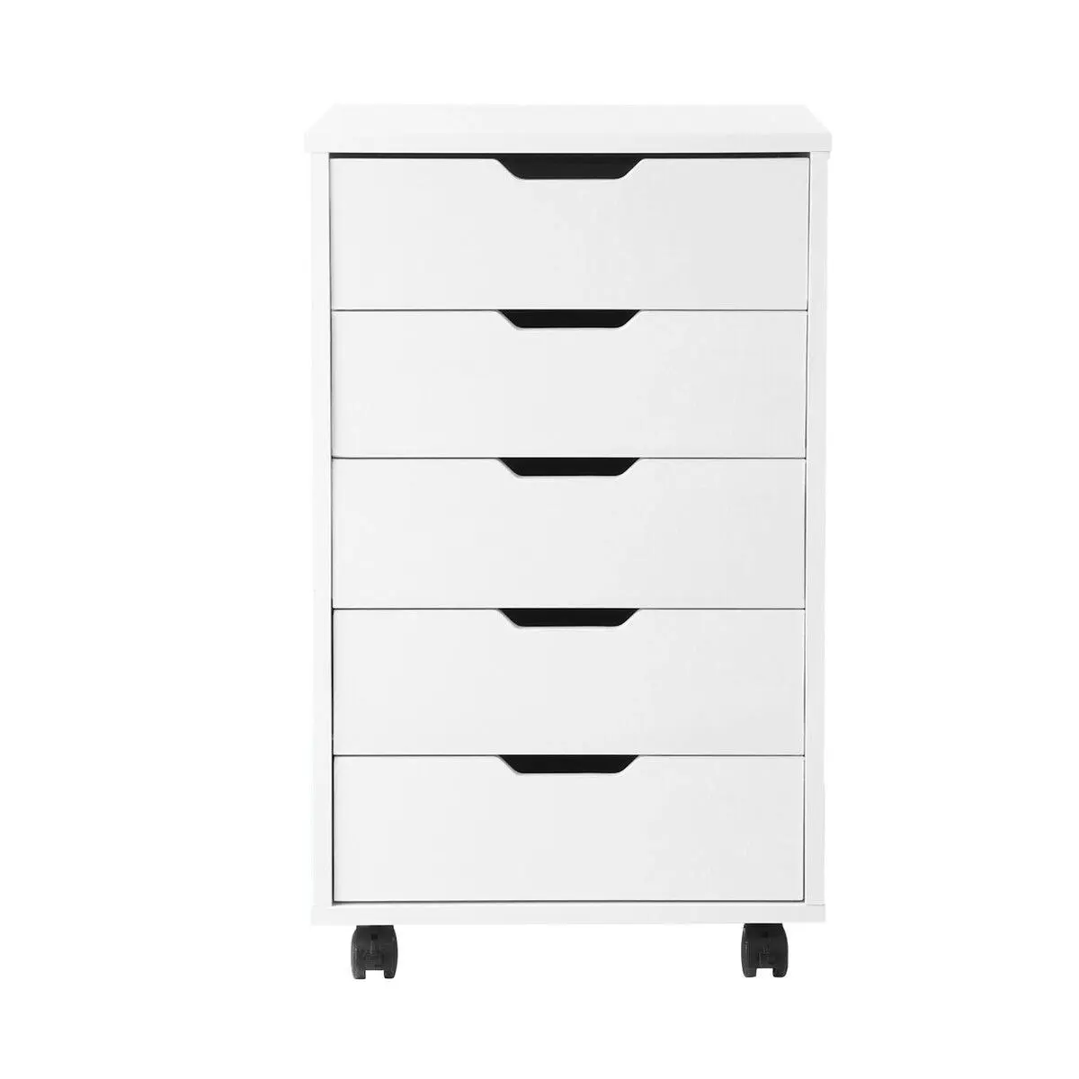 Ausway 5 Drawer File Cabinet Mobile Filing Document Organiser Chest Home Office Storage Cupboard Printer Stand White 40x38x68cm