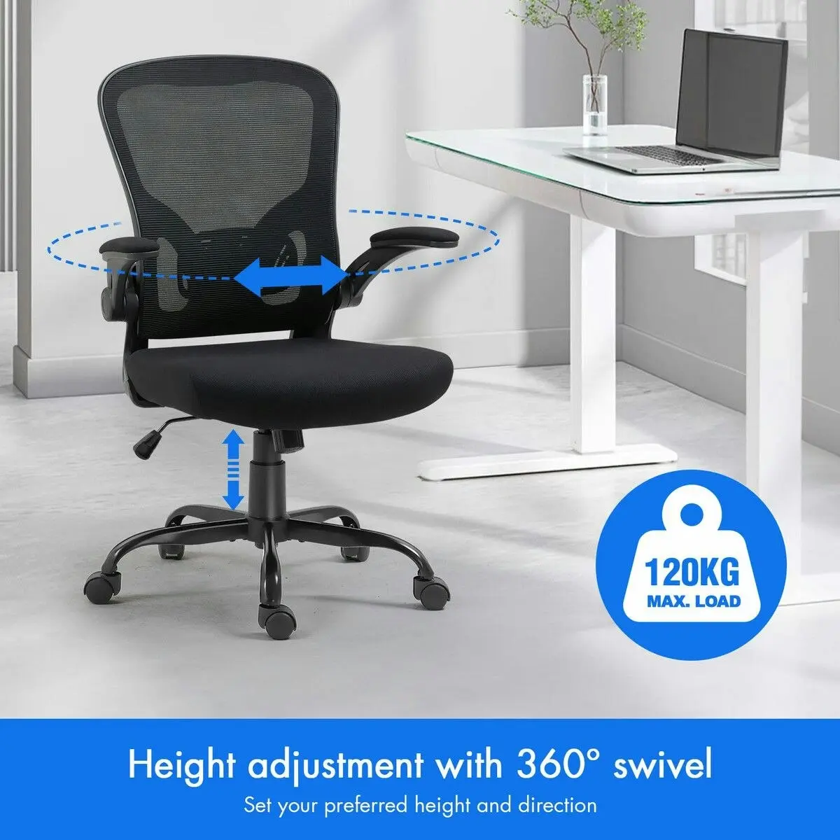 Neader Mesh Office Chair Ergonomic Desk Reclining Armchair Study Executive Computer Adjustable Home Work Swivel Recliner Black