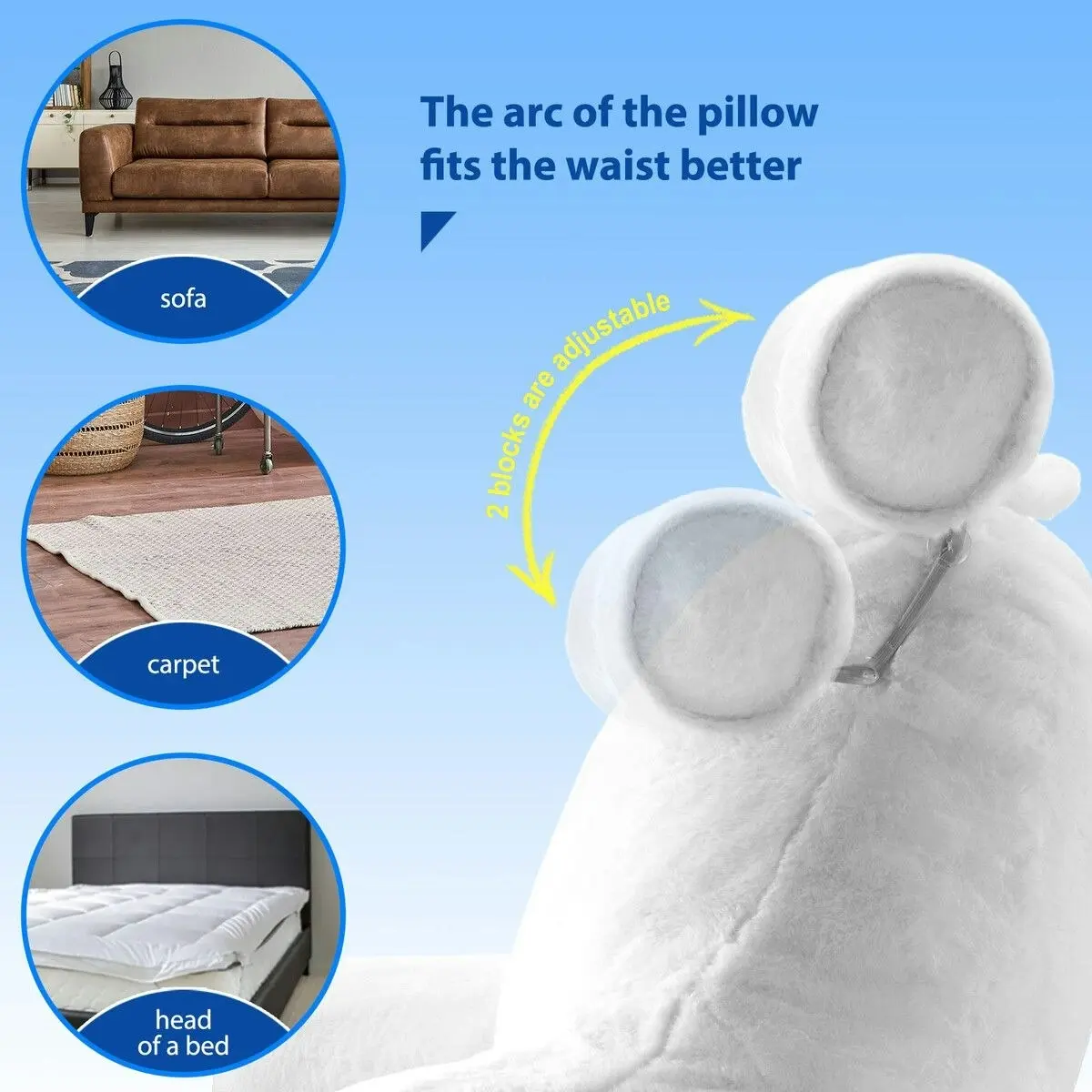 Ausway Sit Up Bed Pillow Set Reading Backrest Lounge Neck Support Husband Cushion Armrest Shredded Memory Foam Plush Fabric