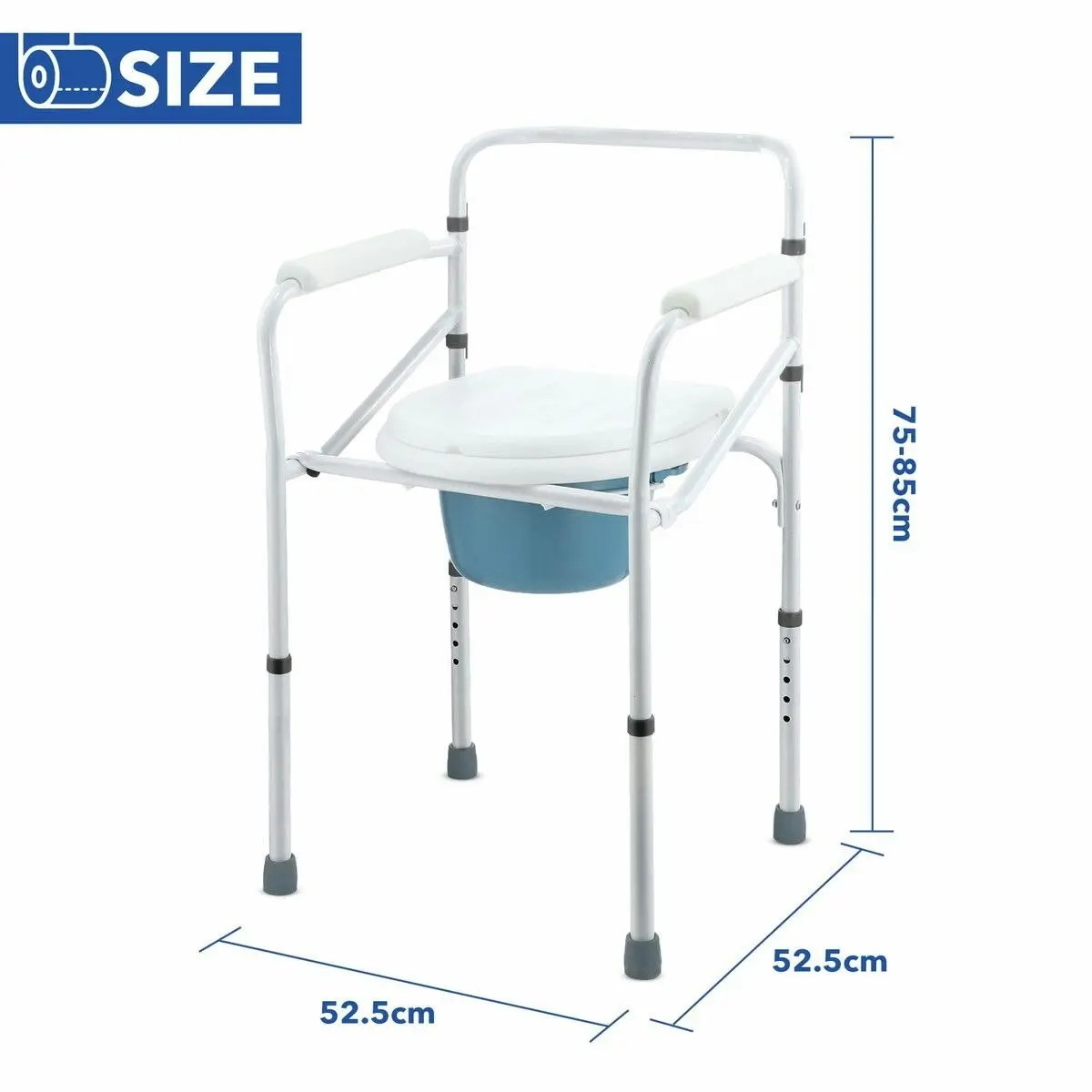 LUXSUITE Commode Shower Chair 3 In 1 Toilet Seat Wheelchair Bathroom Bedside Adjustable Seating Folding With Arms