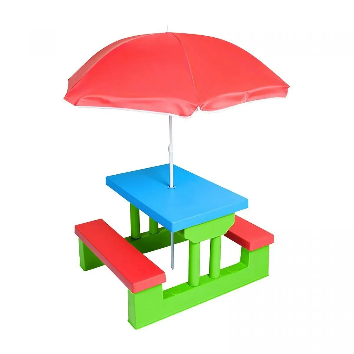 Ausway Outdoor Garden Kids Children Picnic Table Set Play Toy with Umbrella