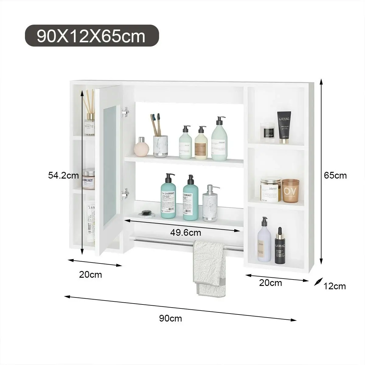 Ausway Bathroom Mirror Cabinet Medicine Shaver Shaving Wall Storage Cupboard Organiser Shelves Furniture Bathroom Vanity with Door White