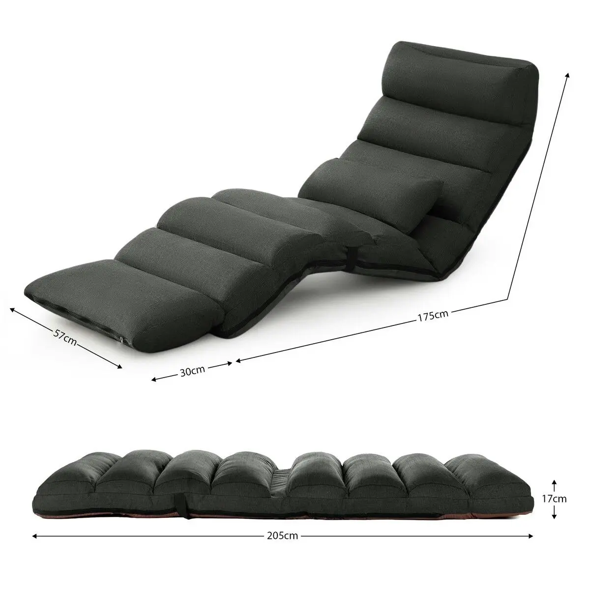 Ausway Floor Sofa Cushion Bed Couch Mattress Chair Lounge Mat Recliner Tatami Chaise Lounger Adjustable Ground Seat with Pillow