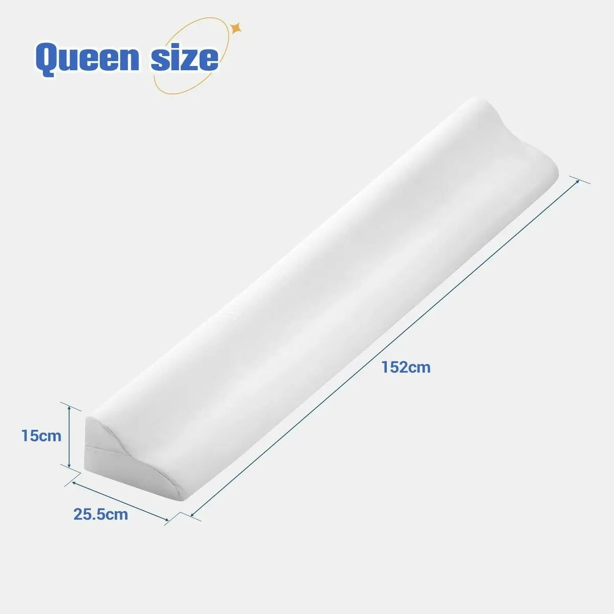 Luxdream Bed Wedge Pillow Gap Filler Stopper Headboard Mattress Queen Size Foam Bedrest Comfortable Support Cushion Side Storage White 152x25.5x15cm