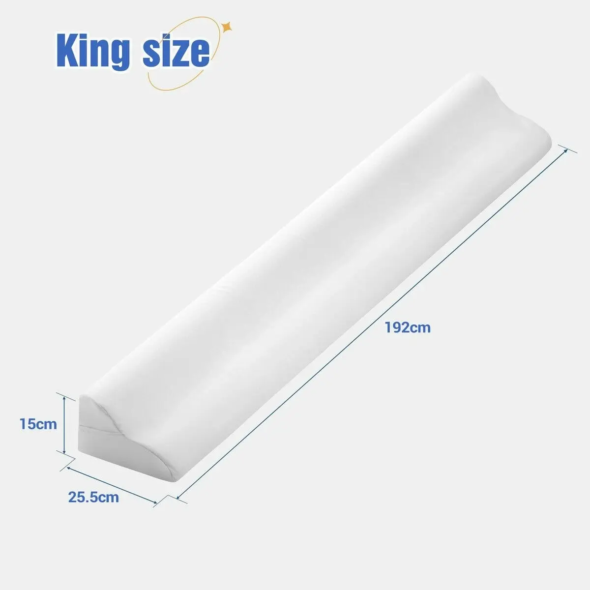 Luxdream King Size Wedge Pillow Bed Gap Filler Support Foam Headboard Mattress Comfortable Cushion Bedrest Side Storage Pockets 192x25.5x15cm