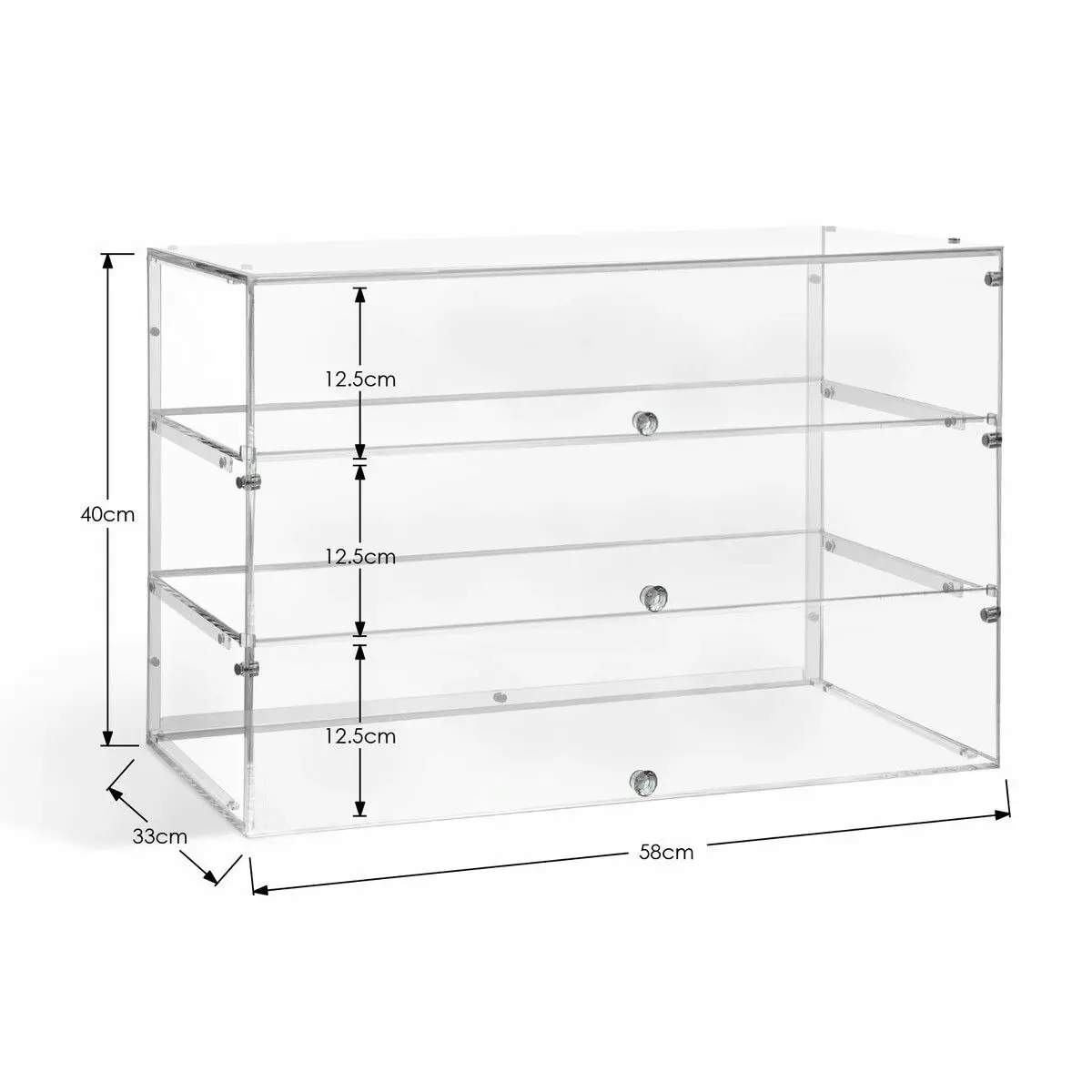 LUXSUITE Cupcake Display Cabinet Acrylic Cake Bakery Shelf Unit Case 3 Tier Stand Model Donut Muffin Pastry Toy Showcase Retail Countertop Clear 5mm