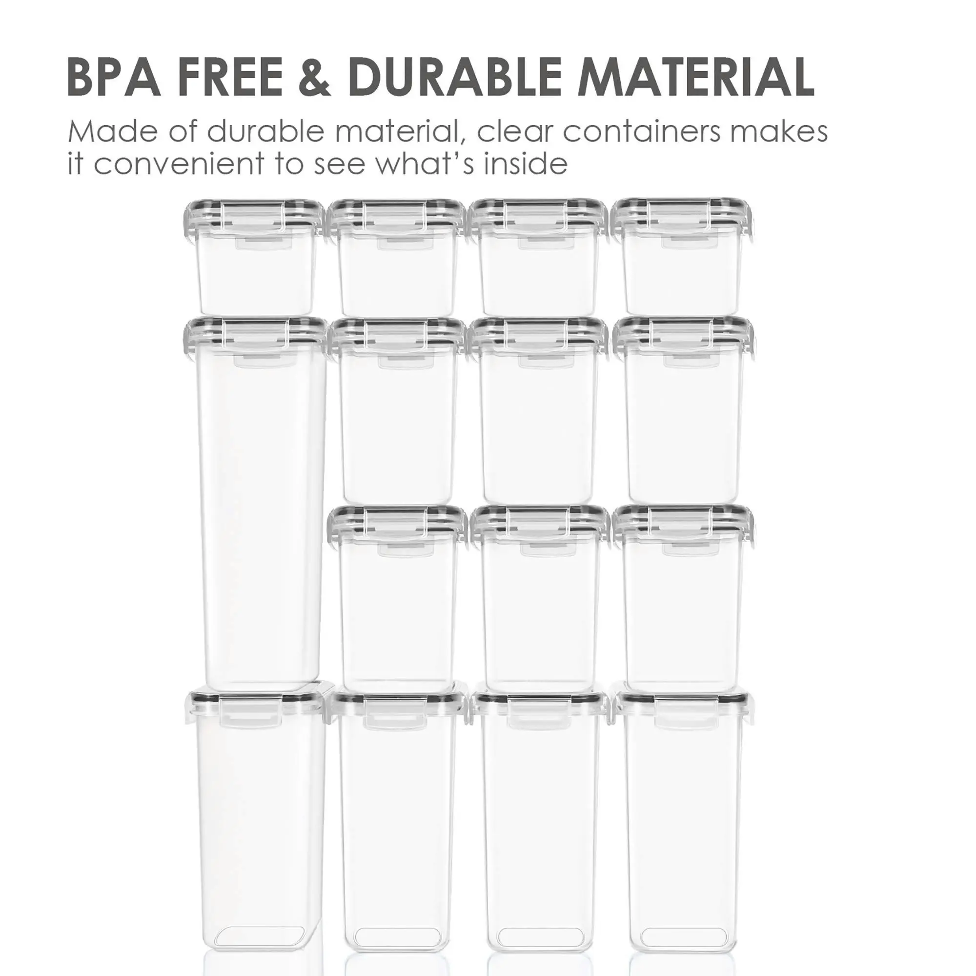 Ausway 24 Pack BPA Free Airtight Kitchen Organization Set for Pantry Organization Storage Plastic Canisters