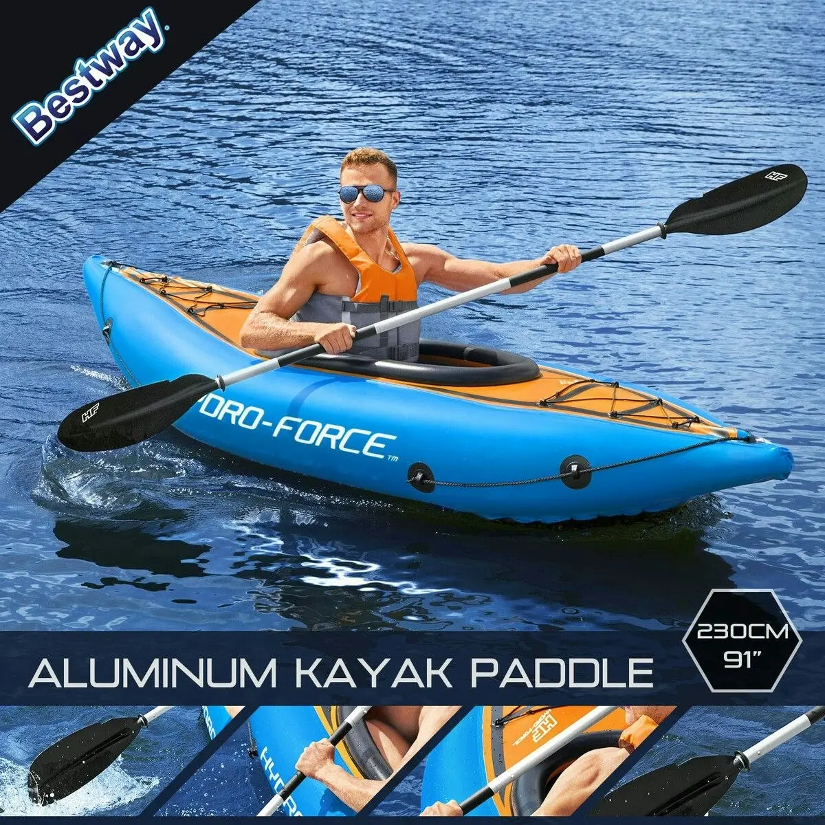 Bestway  Kayak Paddle Canoe Rowing Oar Boat Raft Watercraft Touring Accessory Aluminium Alloy 2.3m