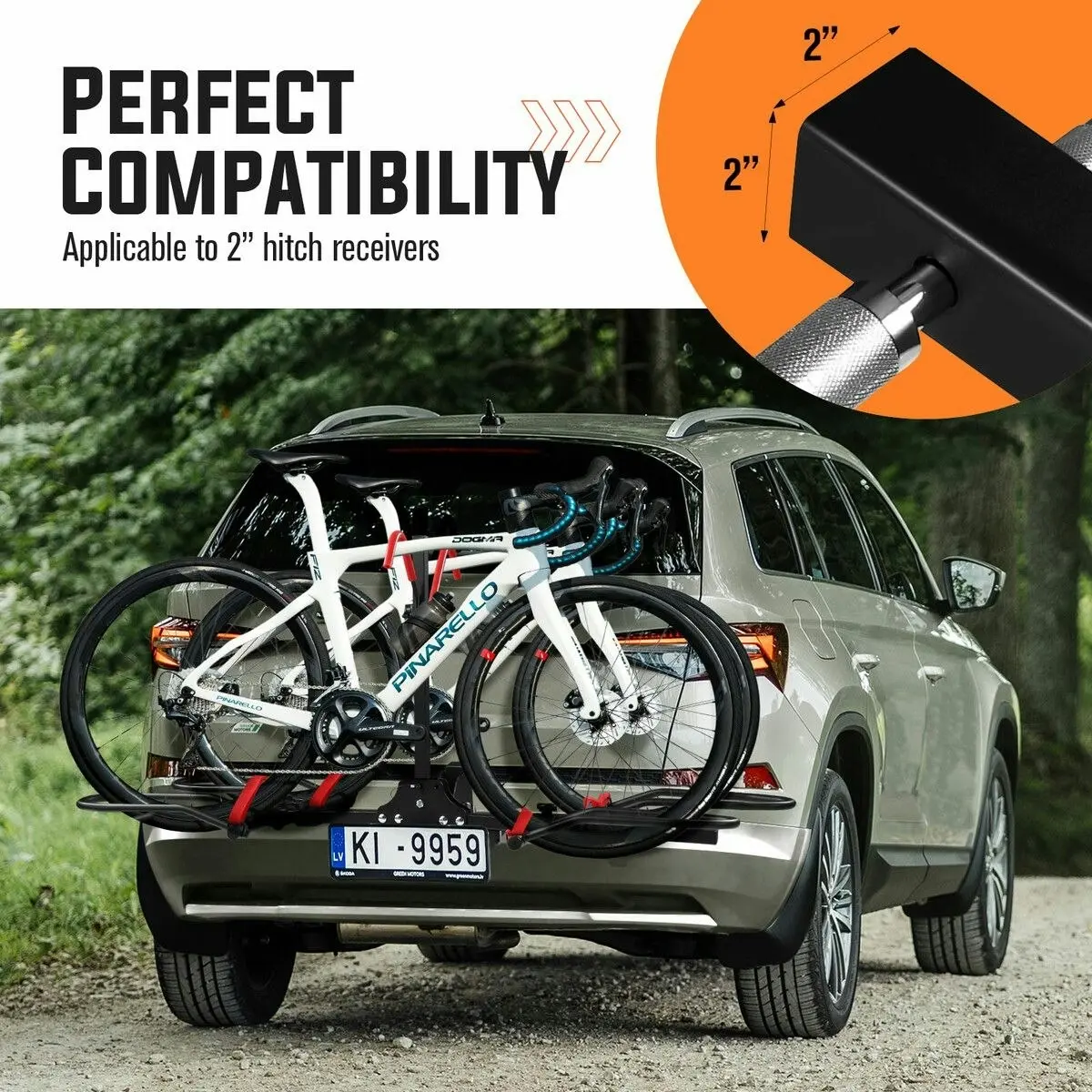 Ausway 2 Ebike Rack for Car Mountain Bicycle Carrier Stand Rear Mount Storage Platform Holder 2 Inch Foldable Tilt with Lock