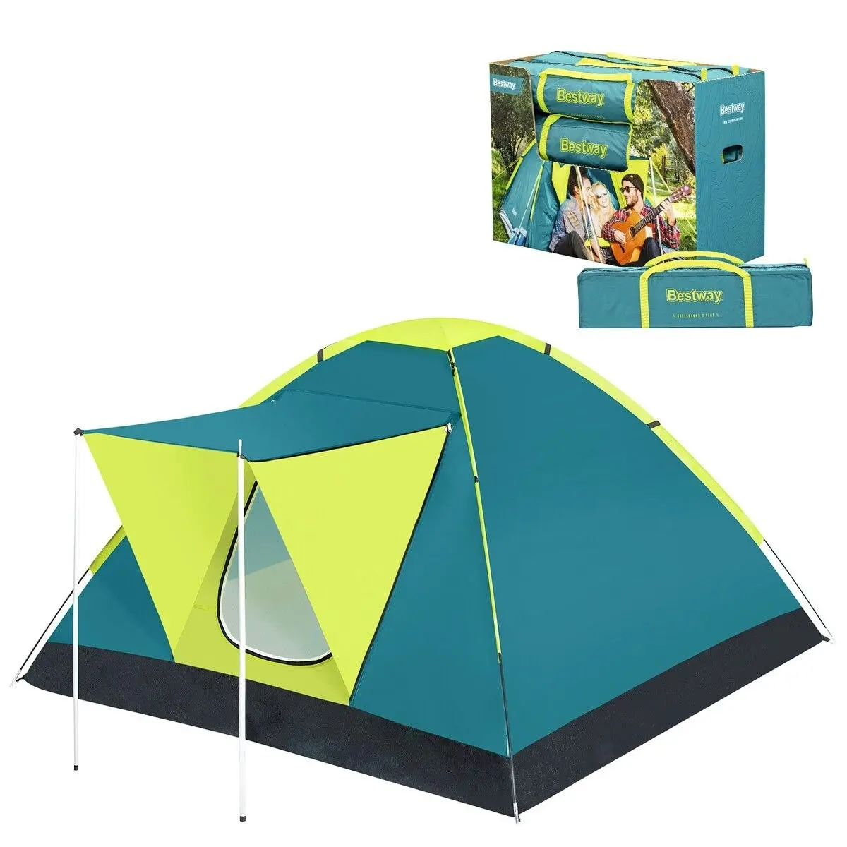 Bestway  Coolground 3 Tent 2.10m X 2.10m X 1.20m Foldable Portable Camping Gear Hiking Outdoor