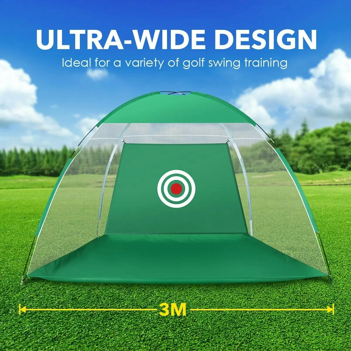 Ausway Golf Practice Net Hitting Driving Chipping Cage Home Backyard Practise Indoor Outdoor Training Driving Trainer Foldable with Carry Bag