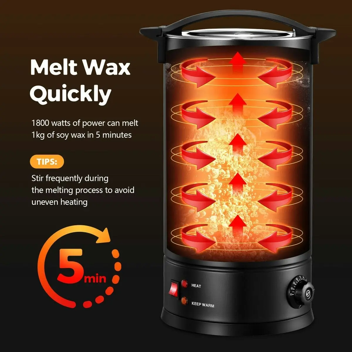 Ausway Electric Wax Melter 20L Candle Making 1800W Melting Pot Furnace Quick Pour Spout Soy Bees Soap Maker Machine Temperature Control Home Commercial