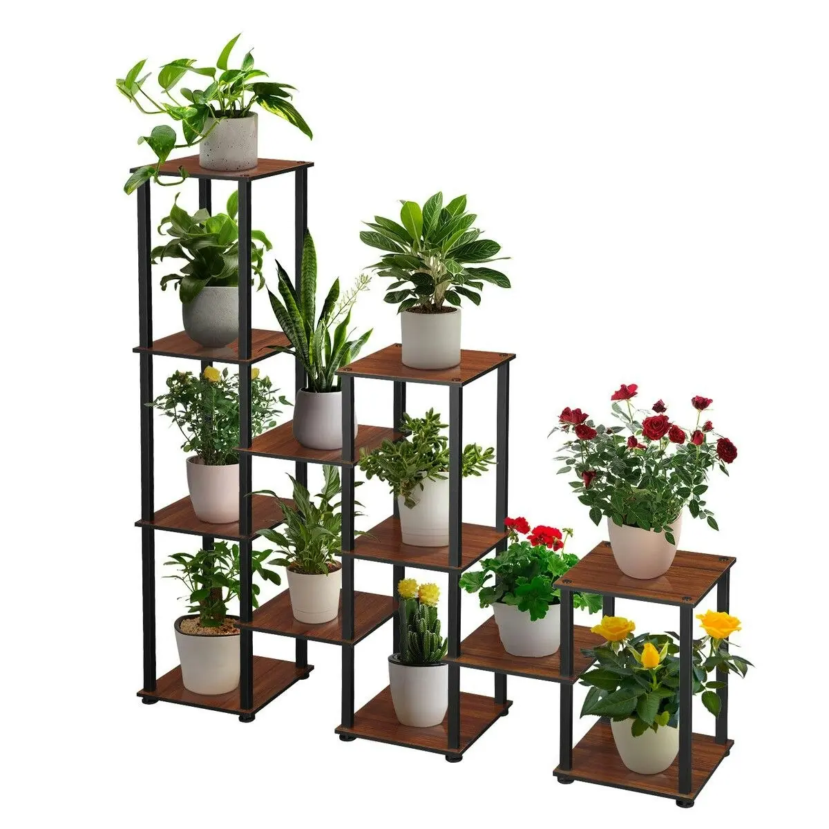 Ausway Plant Flower Pots Stand 12 Shelves Corner Shelf Potted Holder Bookshelf Indoor Outdoor Garden Tiered Display Unit Storage Rack