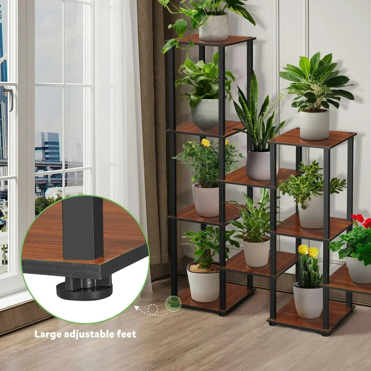 Ausway Plant Flower Pots Stand 12 Shelves Corner Shelf Potted Holder Bookshelf Indoor Outdoor Garden Tiered Display Unit Storage Rack