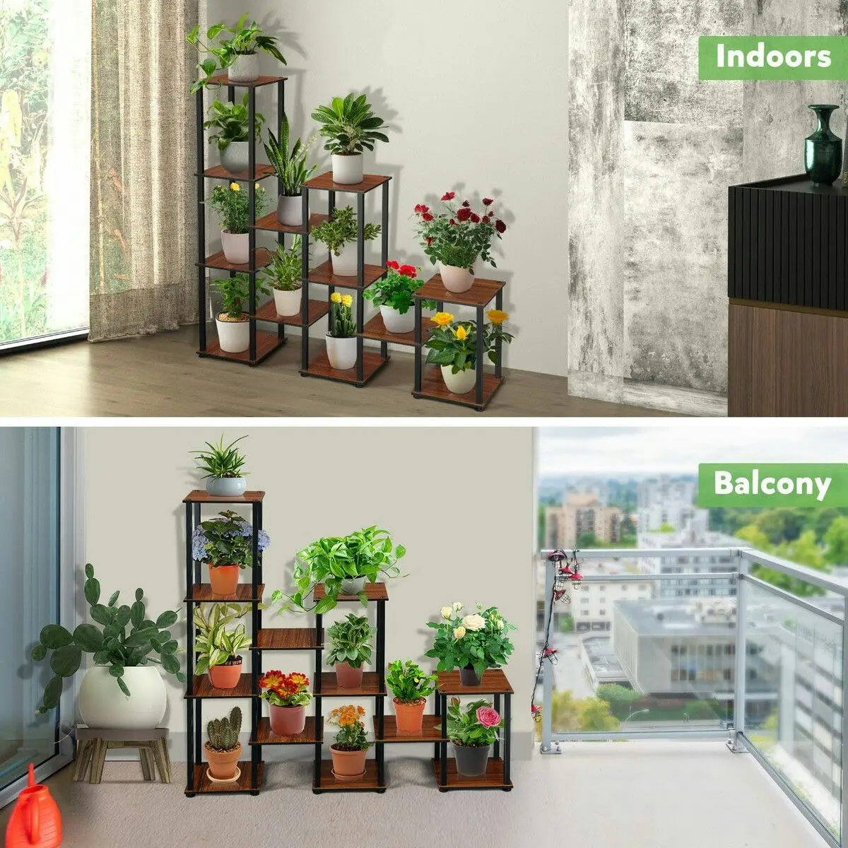 Ausway Plant Flower Pots Stand 12 Shelves Corner Shelf Potted Holder Bookshelf Indoor Outdoor Garden Tiered Display Unit Storage Rack