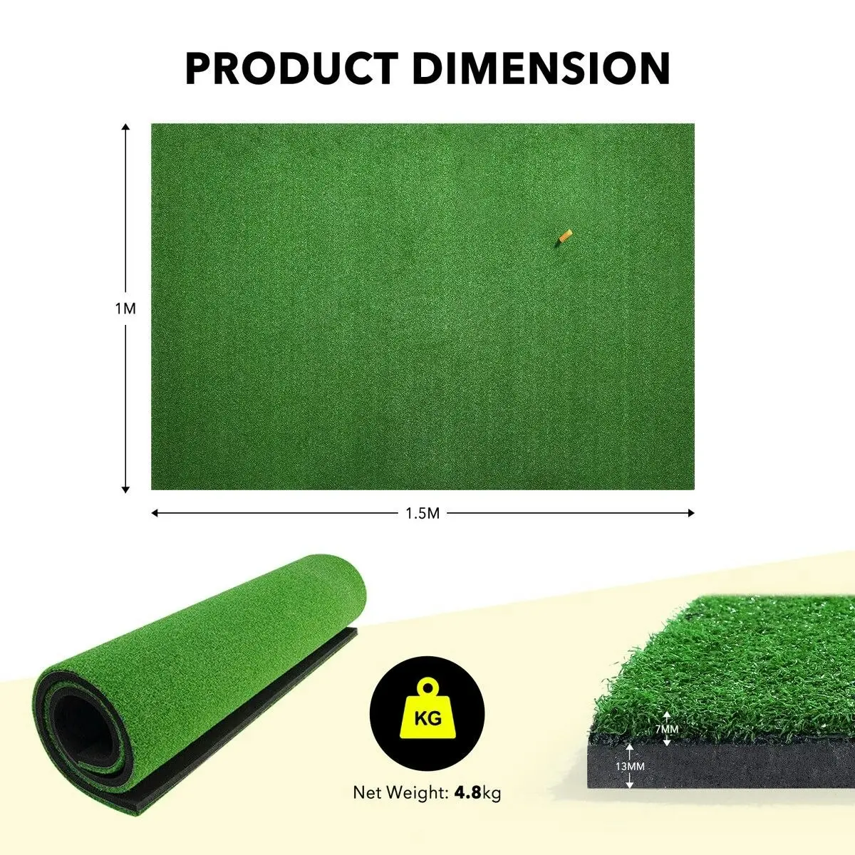 Ausway Golf Putter Mat Practice Hitting Training Putting Indoor Outdoor Chipping Driving Artificial Turf with Rubber Tee Golf Ball Green