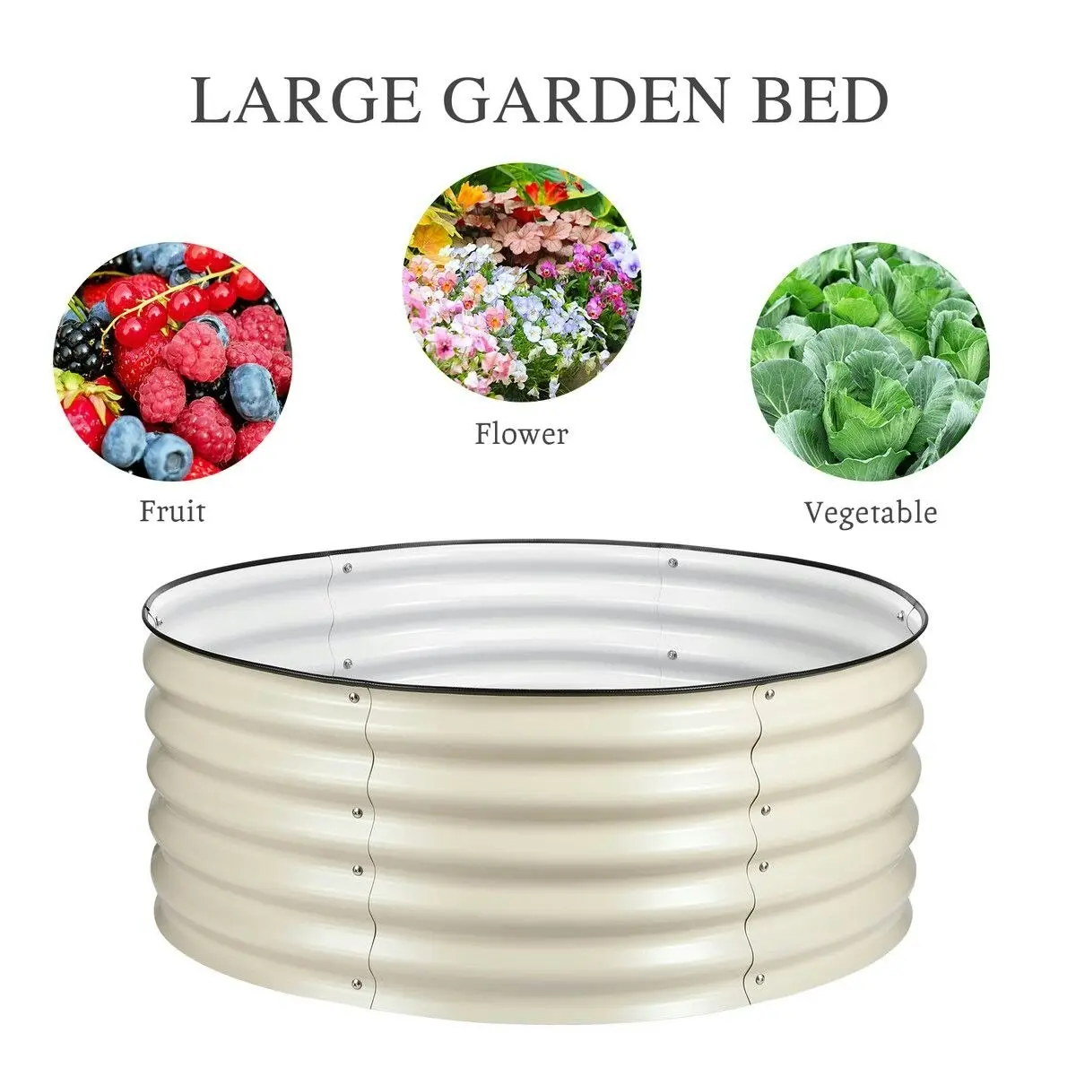 OGL Raised Garden Bed Planter Boxes Flower Herb Outdoor Balcony Fence Plant Holder Green Vegetable Veggie Planters Round Metal